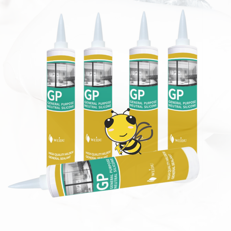 Five cartridge cartons of WD GP Versatile Waterproof Sealant- Bonding for Indoor & Outdoor Surface, featuring WD Sealant's Brand Bee Engineer logo on top of one of the four cartridge cartons of sealant.