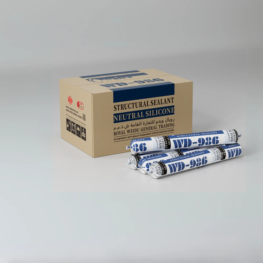 he application of WD986 sealant during the construction of a curtain wall mock-up, clearly demonstrating its ease of use and smooth finish.