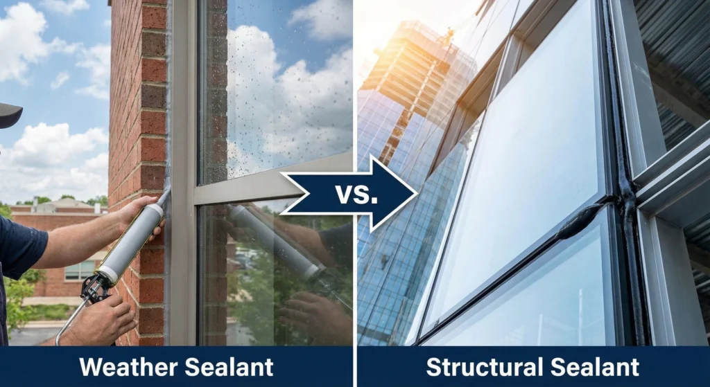 Weather Sealant vs. Structural Sealant comparison.