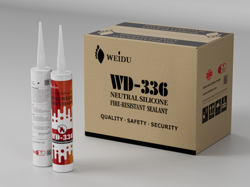 WD-336 Fire Rated Silicone sealant cartridges and bulk wholesale packaging carton for industrial fire-stopping.