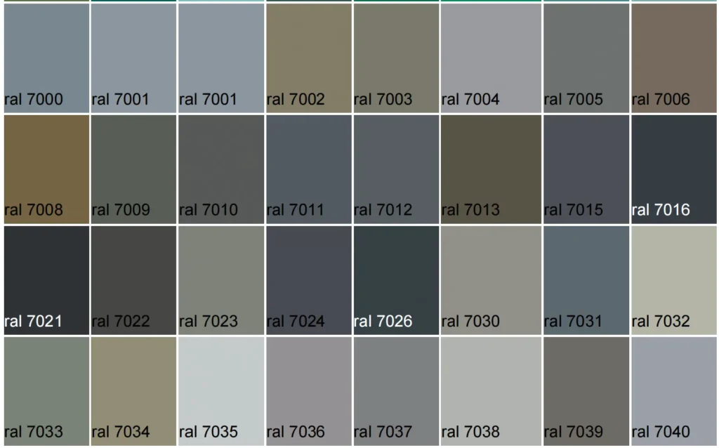 RAL color chart for the selection and precise mixing of Dark Gray Silicone Sealant.