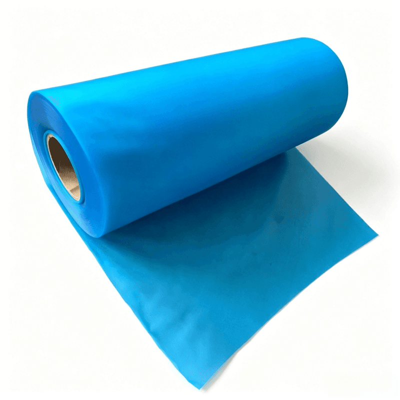 A single roll of blue-tinted EVA interlayer film for architectural glass.